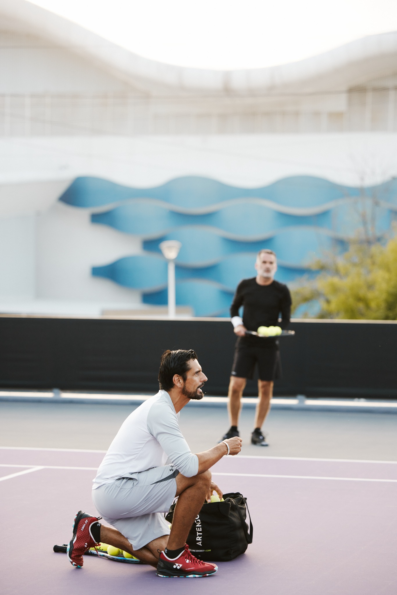 Domingo Fuenzalida durante un entrenamiento de tenis